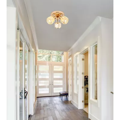 Kulaté stropní bodové svítidlo DUBAI - 3xE14, 40W, růžovozlaté / čiré