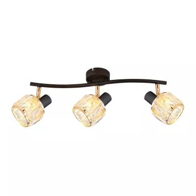 Stropní bodové svítidlo DUBAI - 3xE14, 40W, černé / růžovozlaté / čiré