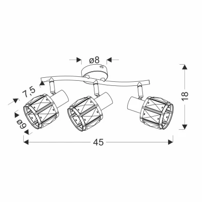 Stropní bodové svítidlo DUBAI - 3xE14, 40W, černé / růžovozlaté / čiré