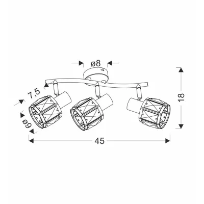 Stropní bodové svítidlo DUBAI - 3xE14, 40W, černé / růžovozlaté / čiré