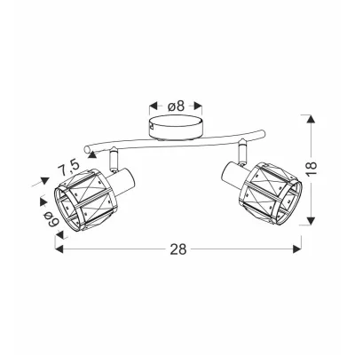 Stropní / nástěnné bodové svítidlo DUBAI - 2xE14, 40W, růžovozlaté / čiré
