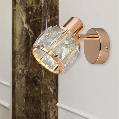 Moderní nástěnné bodové svítidlo DUBAI - 1xE14, 40W, růžovozlaté / čiré