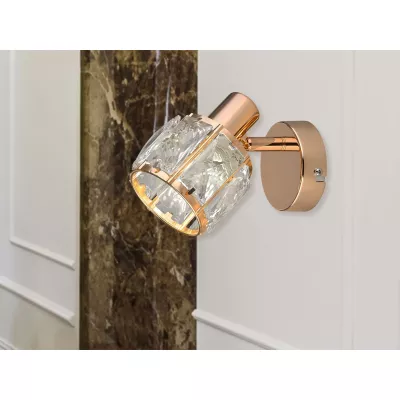 Moderní nástěnné bodové svítidlo DUBAI - 1xE14, 40W, růžovozlaté / čiré