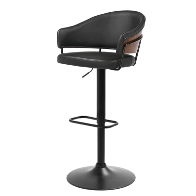 Nastavitelná barová židle MIRTA - grafit / ořech / černá