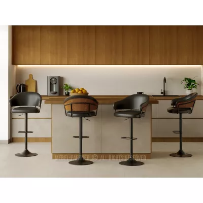 Nastavitelná barová židle MIRTA - grafit / ořech / černá