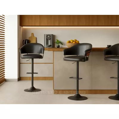 Nastavitelná barová židle MIRTA - grafit / ořech / černá