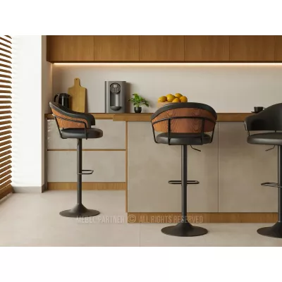 Nastavitelná barová židle MIRTA - grafit / ořech / černá