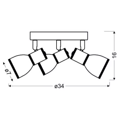 Bodové stropní kulaté osvětlení FIDO - 3xE14, 40W, chromované / bílé