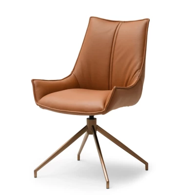 Otočná čalouněná židle CAROL - hnědá / měděná