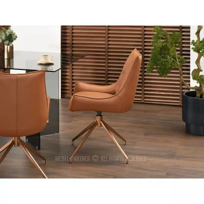 Otočná čalouněná židle CAROL - hnědá / měděná