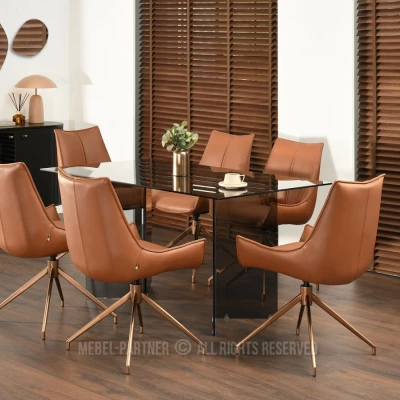 Otočná čalouněná židle CAROL - hnědá / měděná