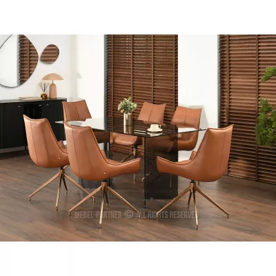 Otočná čalouněná židle CAROL - hnědá / měděná