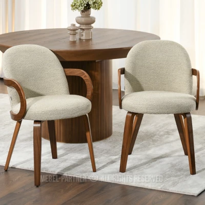 Čalouněná jídelní židle DAISY - béžová / ořech