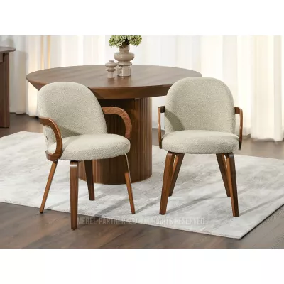 Čalouněná jídelní židle DAISY - béžová / ořech