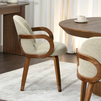 Čalouněná jídelní židle DAISY - béžová / ořech