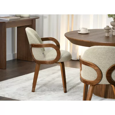 Čalouněná jídelní židle DAISY - béžová / ořech