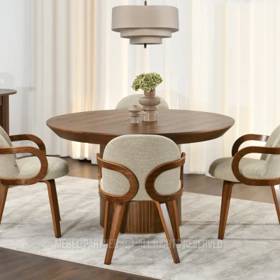 Čalouněná jídelní židle DAISY - béžová / ořech