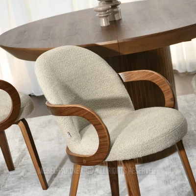 Čalouněná jídelní židle DAISY - béžová / ořech