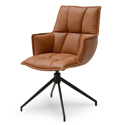 Čalouněná otočná židle ELEANA - hnědá / černá