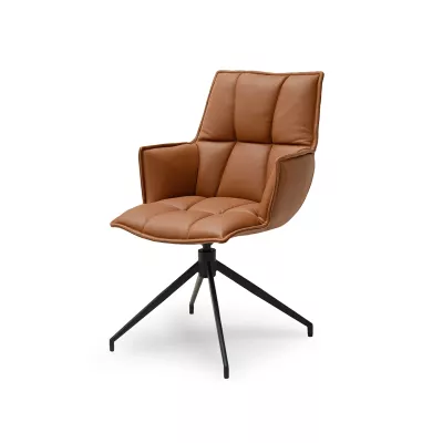 Čalouněná otočná židle ELEANA - hnědá / černá