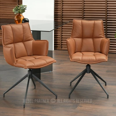 Čalouněná otočná židle ELEANA - hnědá / černá