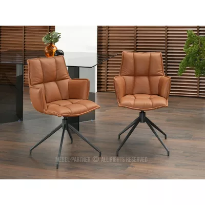 Čalouněná otočná židle ELEANA - hnědá / černá