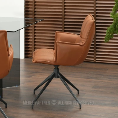 Čalouněná otočná židle ELEANA - hnědá / černá