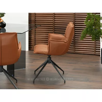 Čalouněná otočná židle ELEANA - hnědá / černá
