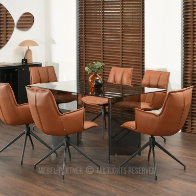 Čalouněná otočná židle ELEANA - hnědá / černá