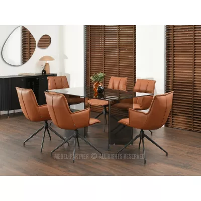 Čalouněná otočná židle ELEANA - hnědá / černá