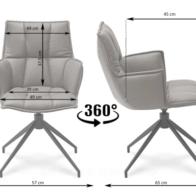 Čalouněná otočná židle ELEANA - hnědá / černá