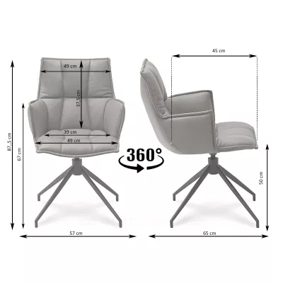 Čalouněná otočná židle ELEANA - hnědá / černá