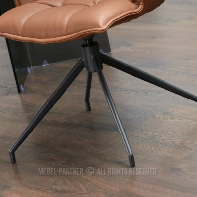 Čalouněná otočná židle ELEANA - hnědá / černá