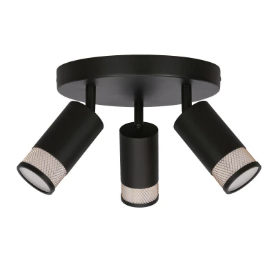 Stropní kulaté bodové svítidlo FLIN - 3xGU10, 15W, černé / zlaté