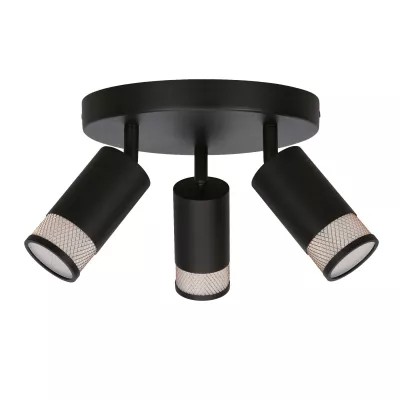 Stropní kulaté bodové svítidlo FLIN - 3xGU10, 15W, černé / zlaté