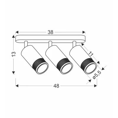 Stropní bodové svítidlo FLIN - 3xGU10, 15W, černé / zlaté