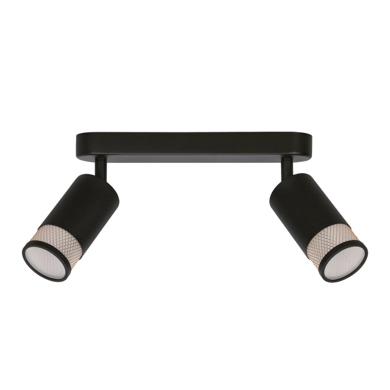 Nástěnné / stropní bodové svítidlo FLIN - 2xGU10, 15W, černé / zlaté