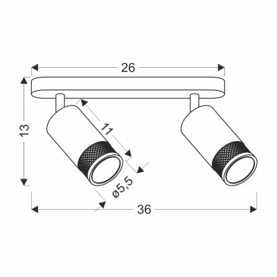 Nástěnné / stropní bodové svítidlo FLIN - 2xGU10, 15W, černé / zlaté