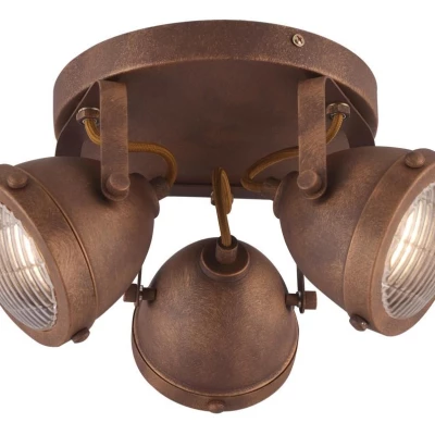 Stropní industriální bodové svítidlo FRODO - 3xGU10, 40W, kulaté, rezavé