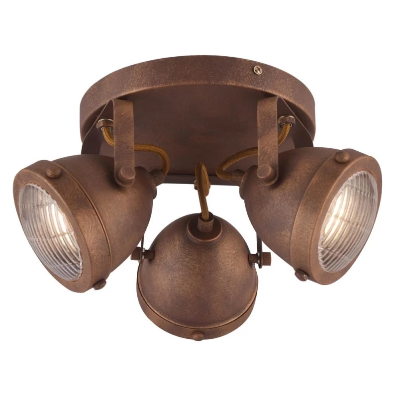 Stropní industriální bodové svítidlo FRODO - 3xGU10, 40W, kulaté, rezavé