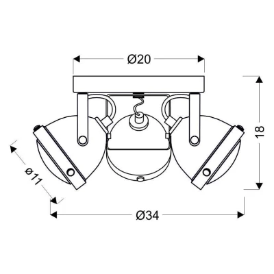 Stropní industriální bodové svítidlo FRODO - 3xGU10, 40W, kulaté, rezavé
