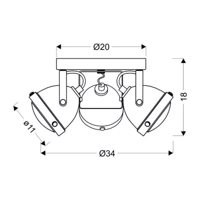 Stropní industriální bodové svítidlo FRODO - 3xGU10, 40W, kulaté, rezavé