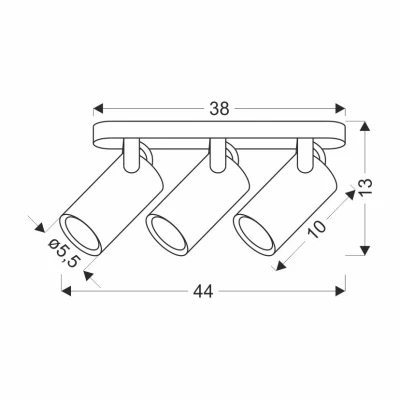 Stropní bodové svítidlo GARY - 3xGU10, 15W, černé