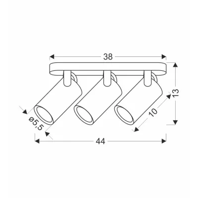 Stropní bodové svítidlo GARY - 3xGU10, 15W, černé