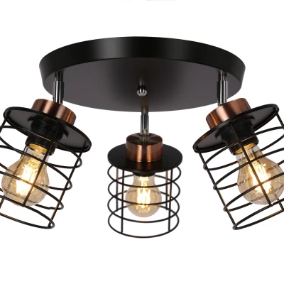 Industriální stropní bodové světlo GLOB - 3xE27, 40W, kulaté, černé / zlaté