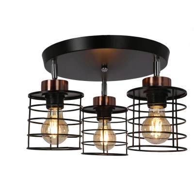 Industriální stropní bodové světlo GLOB - 3xE27, 40W, kulaté, černé / zlaté