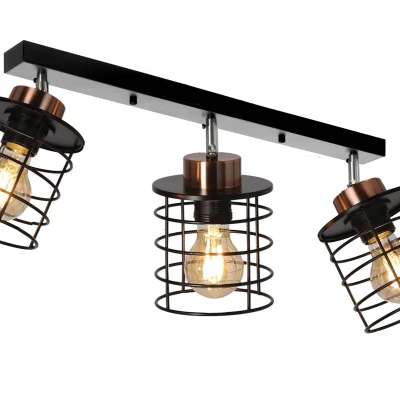 Industriální stropní bodové světlo GLOB - 3xE27, 40W, černé / zlaté