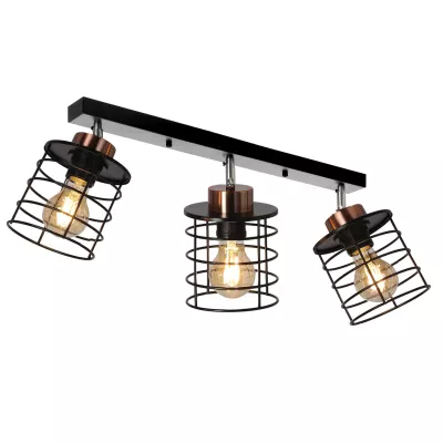 Industriální stropní bodové světlo GLOB - 3xE27, 40W, černé / zlaté