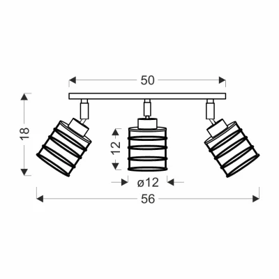 Industriální stropní bodové světlo GLOB - 3xE27, 40W, černé / zlaté