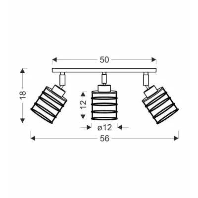 Industriální stropní bodové světlo GLOB - 3xE27, 40W, černé / zlaté